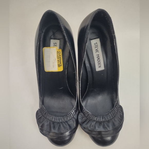 Steve Madden Women's Size 5.5 Heels P.Carrol Black Ruffle Toe Genuine Leather - Picture 9 of 10